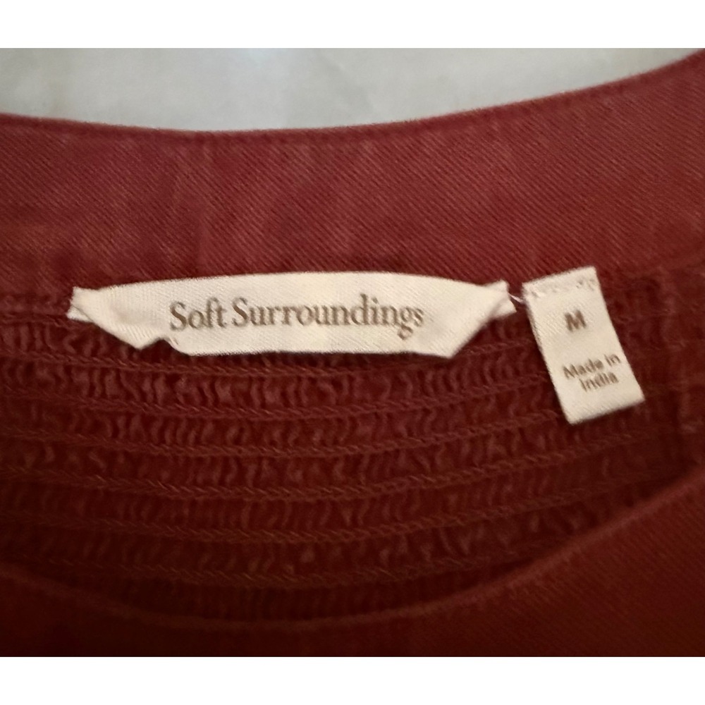 Soft Surroundings 100% Tencel Terracotta Rust Smocked Back Tank Top (Size M) - Picture 7 of 8